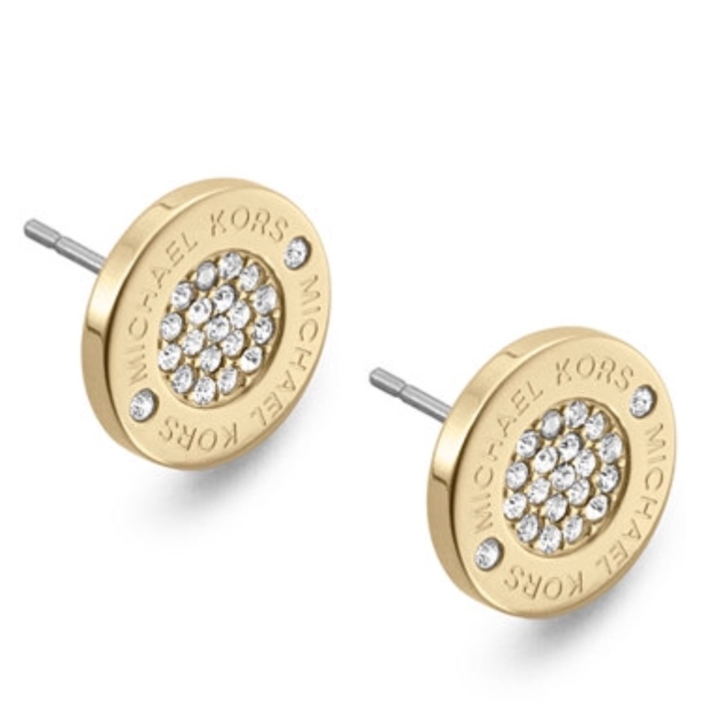 MICHAEL KORS Crystal Pave Logo Stud Earrings